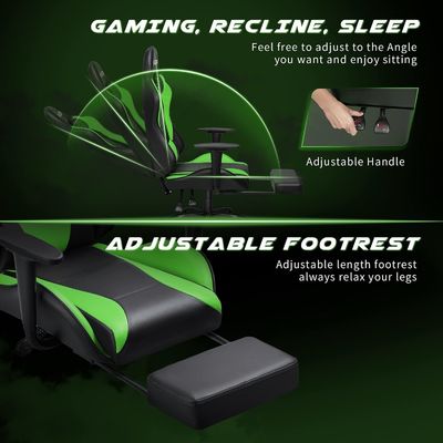Cadeira de jogador ergonômica com apoio de pé de corrida e jogos personalizados