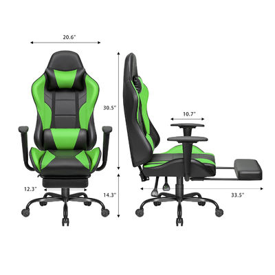 Cadeira de jogador ergonômica com apoio de pé de corrida e jogos personalizados