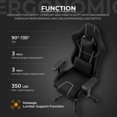 Cadeira de jogador ergonômica ajustável em cores personalizadas com apoio lombar e apoio de pé de massagem