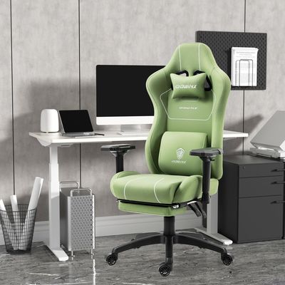 Home Office Cadeira de jogos com massagem Suporte lombar e apoio de pé em design moderno