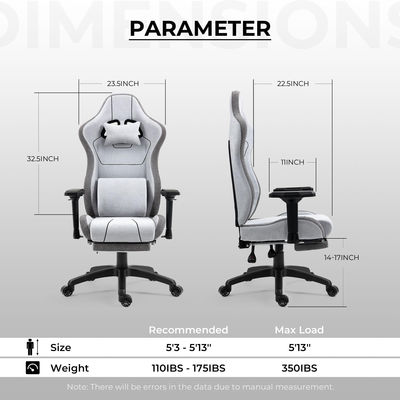 Cadeira de jogos ergonômica de cor personalizada com suporte lombar de massagem e altura ajustável