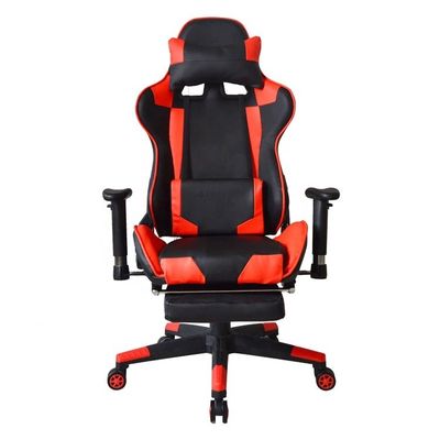 Computador Gamer Cadeira de jogos de escritório moderna com apoio de pé e apoios de braço de PU ajustáveis em 2D