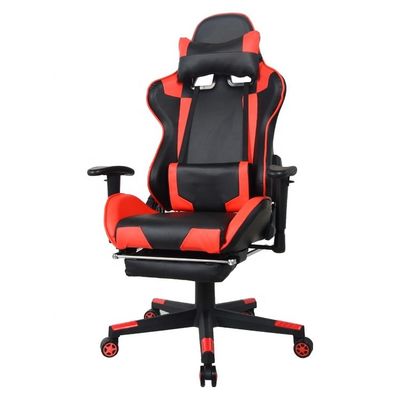 Computador Gamer Cadeira de jogos de escritório moderna com apoio de pé e apoios de braço de PU ajustáveis em 2D
