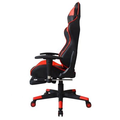 Computador Gamer Cadeira de jogos de escritório moderna com apoio de pé e apoios de braço de PU ajustáveis em 2D
