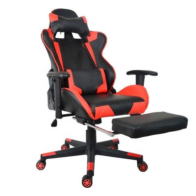 Computador Gamer Cadeira de jogos de escritório moderna com apoio de pé e apoios de braço de PU ajustáveis em 2D