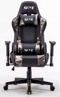 Cadeira de escritório de jogos de couro sintético de design moderno com ergonomia ajustável