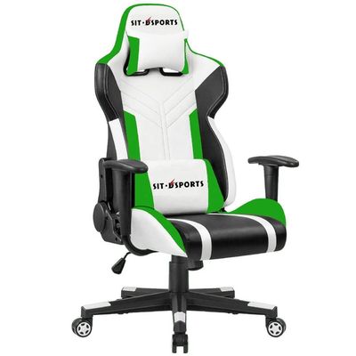 Cadeira de PC de jogos personalizada de couro sintético preto