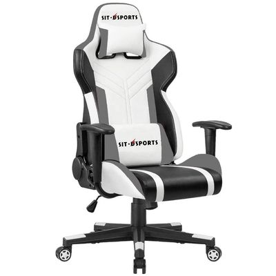Cadeira de PC de jogos personalizada de couro sintético preto