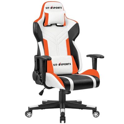 Cadeira de PC de jogos personalizada de couro sintético preto