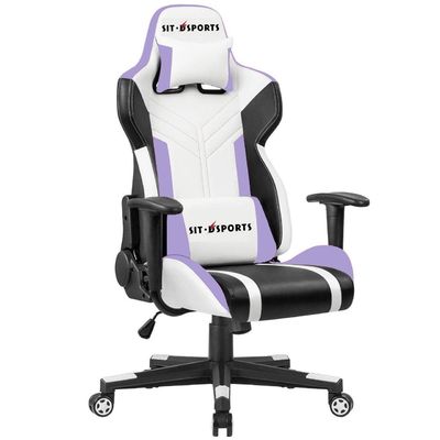 Cadeira de PC de jogos personalizada de couro sintético preto