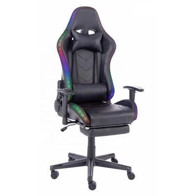 Altura do assento 54cm Braço ajustável de corrida LED Luz RGB Cadeira de jogos com logotipo personalizado