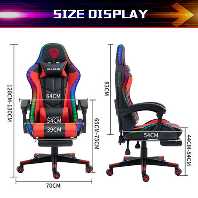Cadeira de massagem de jogo de couro sintético com luzes e alto-falantes RGB