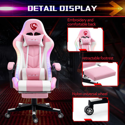 Cadeira de massagem de jogo de couro sintético com luzes e alto-falantes RGB