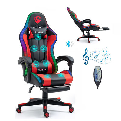 Assento de braço ajustável em altura cadeira de jogos LED RGB com estilo giratório de massagem e alto-falantes