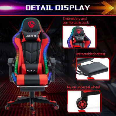 Assento de braço ajustável em altura cadeira de jogos LED RGB com estilo giratório de massagem e alto-falantes