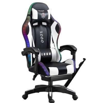 Cadeira de jogos RGB com luzes e alto-falantes Cadeira de massagem de couro PU Cadeira de jogo de computador