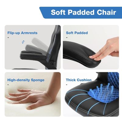 30 libras Cadeira de escritório ajustável com design ergonômico PU couro e suporte lombar