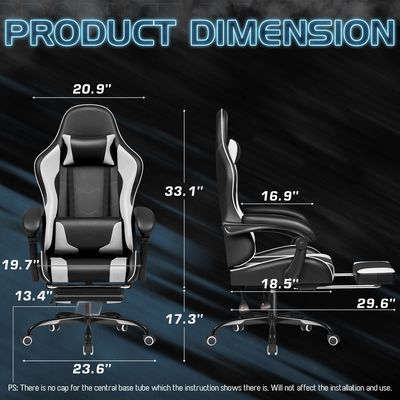 Cadeira de videojogo de altura ajustável com apoio de pé Cadeira de videojogo de 18,5 &quot;D x 20,9&quot; W x 50,4&quot; H