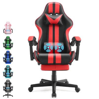 Cadeira de jogo ergonômica de estilo de corrida com apoio de cabeça e apoio lombar