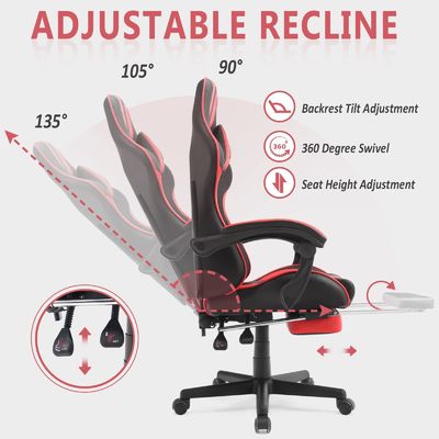 Cadeira de jogo ergonômica de estilo de corrida com apoio de cabeça e apoio lombar