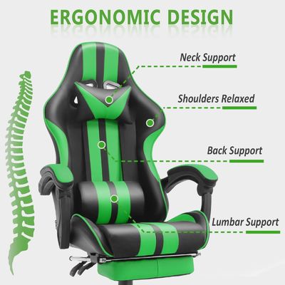 ALINUNU Ergonomic Racing Style PC Game Cadeira de computador com apoio de cabeça e apoio lombar