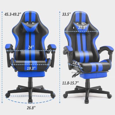 Cadeira de jogo ergonômica de estilo de corrida com apoio para a cabeça e apoio lombar Capacidade de 300 libras