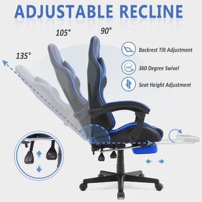Cadeira de jogo ergonômica de estilo de corrida com apoio para a cabeça e apoio lombar Capacidade de 300 libras