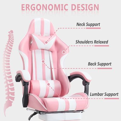 Cadeira de computador de escritório com apoio para os pés e suporte lumbar