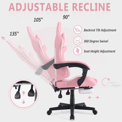 Cadeira de computador de escritório com apoio para os pés e suporte lumbar