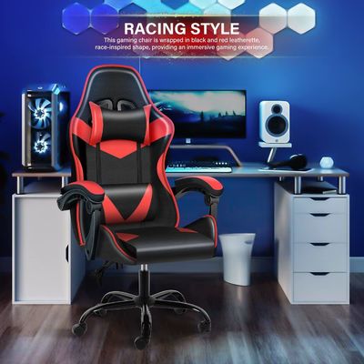 Cadeira de jogo de computador de corrida de couro sintético ajustável giratório 25,3lbs