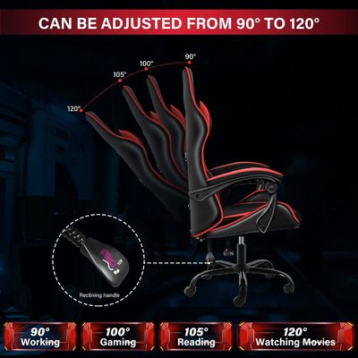 Cadeira de jogo de computador de corrida de couro sintético ajustável giratório 25,3lbs