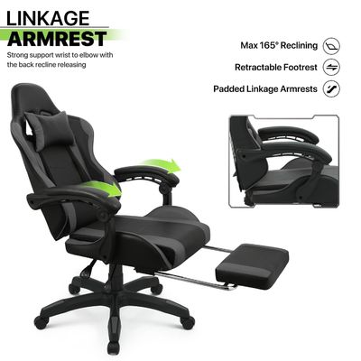 Cadeira de jogos de escritório de computador em cor personalizada com apoio de apoio de cabeça e apoio lombar