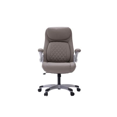 Cadeira de escritório ergonômica de couro PU com suporte lombar e apoios de braço flexíveis