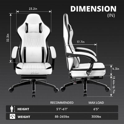 Cadeira de jogos de sala de computadores com almofada de mola de bolso em 19.3 &quot;D x 20.1&quot;W x 50&quot;H Tamanho