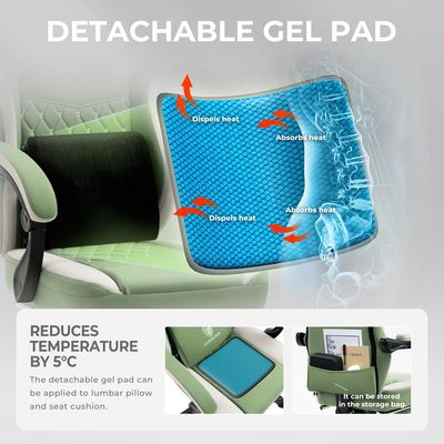Cadeira de escritório com gel pad, apoio de braço e apoio de pé, sacos de material de couro