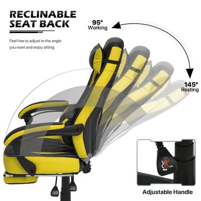 Cadeira de jogo de estilo de corrida giratória de 360 graus com suporte lombar desmontável de couro PU
