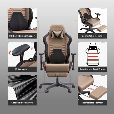 Cadeira de jogos de corrida de rodas de PU muda com suporte lombar ergonômico e embalagem de correio
