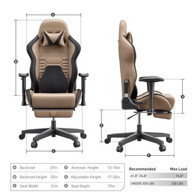 Cadeira de jogos de corrida de rodas de PU muda com suporte lombar ergonômico e embalagem de correio