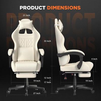 Cadeira de jogos de design moderno com couro Vintage PU e massagem 19&quot;D x 27&quot;W x 50&quot;H