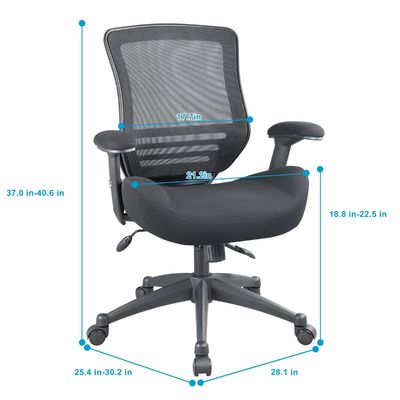 Cadeira de computador com braços flexíveis, altura ajustável e suporte lombar