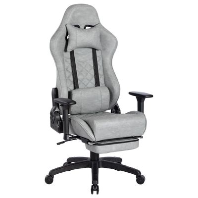 Cadeira de jogo de design moderno com apoio de pés e 3 elevadores de gás PU de couro alto ajustável