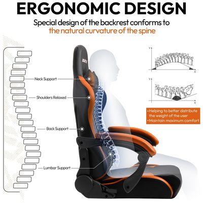 Cadeira giratória de design moderno Cadeira de jogo com apoio de pé e características ajustáveis