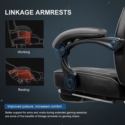 27.16&quot;D x 20.66&quot;W x 47.24&quot;H em cadeira ergonômica de jogos com apoio de perna e apoio de pé