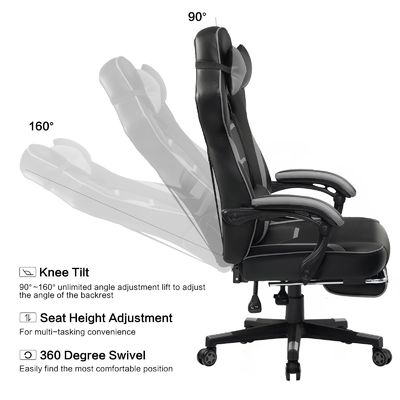 27.16&quot;D x 20.66&quot;W x 47.24&quot;H em cadeira ergonômica de jogos com apoio de perna e apoio de pé