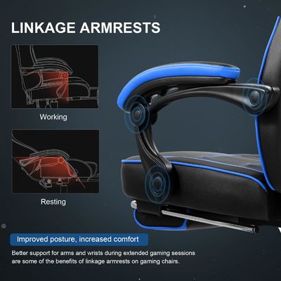 Cadeira de jogo ergonômica com apoio de pé de couro de PU