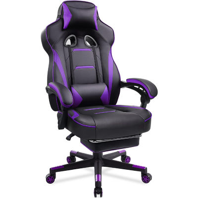 Cadeira de jogos ergonômica com apoio de pé e função de rotação 360/ajuste de altura/reclínquio