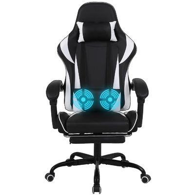 Cadeira ergonômica de jogo de estilo de corrida de espinha alta de ferro com suporte lombar e apoio de pé