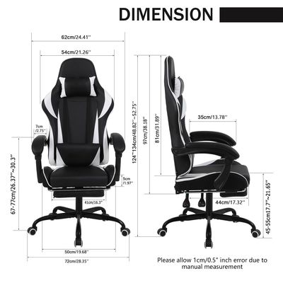 Cadeira ergonômica de jogo de estilo de corrida de espinha alta de ferro com suporte lombar e apoio de pé
