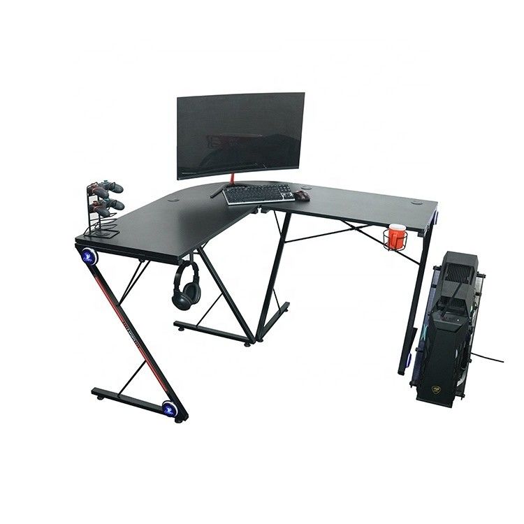 Espaço de trabalho Escritório Doméstico Mesa de jogos de computador em forma de L com suporte de monitor de canto redondo
