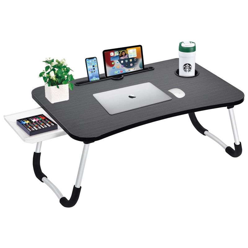 Caixa portátil dobrável de computador portátil de cama de mesa de escritório com suporte de copo 15.7 &quot;D x 23.6&quot; W x 11 &quot;H
